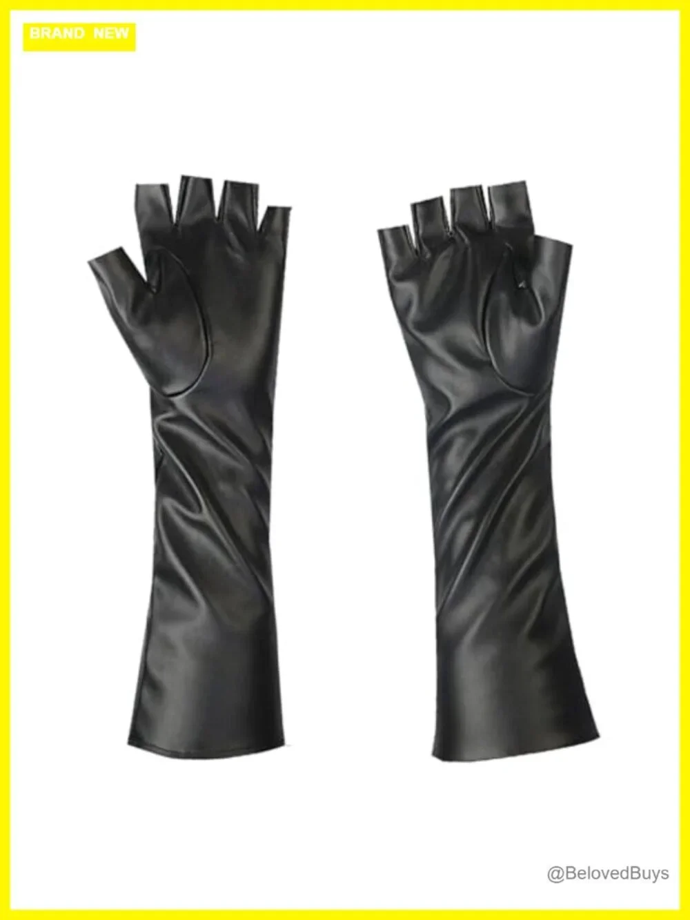 Fingerless PU Leather Gloves for Women Long Arm Warmers for Halloween Cosplay